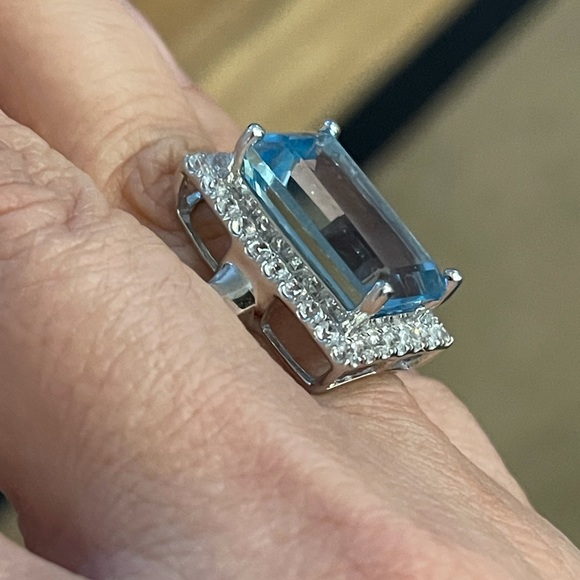 Huge blue quartz sterling silver ring - Picture 6 of 13